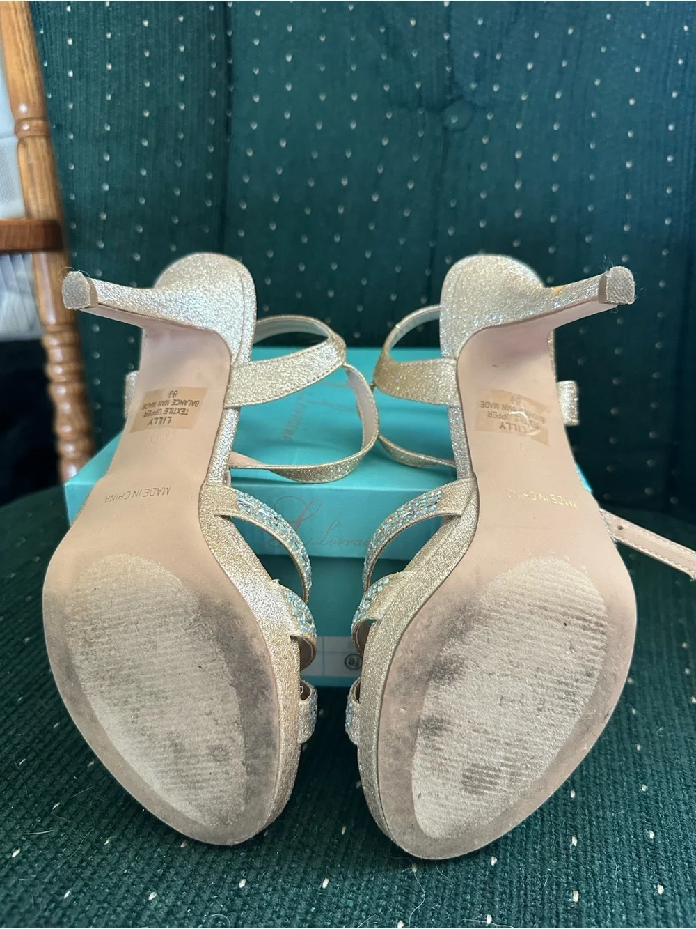 Nude Glitter Crystal Slingback Heels